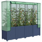 Jardinera elevada con cubierta de invernadero aspecto ratán 120x40x123 cm