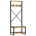 Perchero de madera maciza de mango rugoso 80x40x190 cm