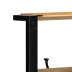 Perchero de madera maciza de mango rugoso 80x40x190 cm