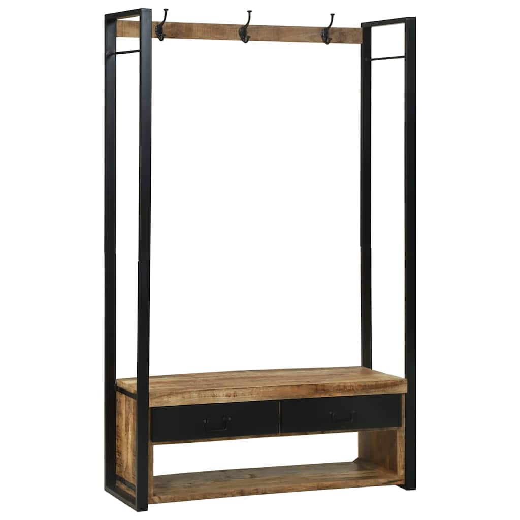 Perchero para ropa con cajón Marrón Madera maciza de Mango