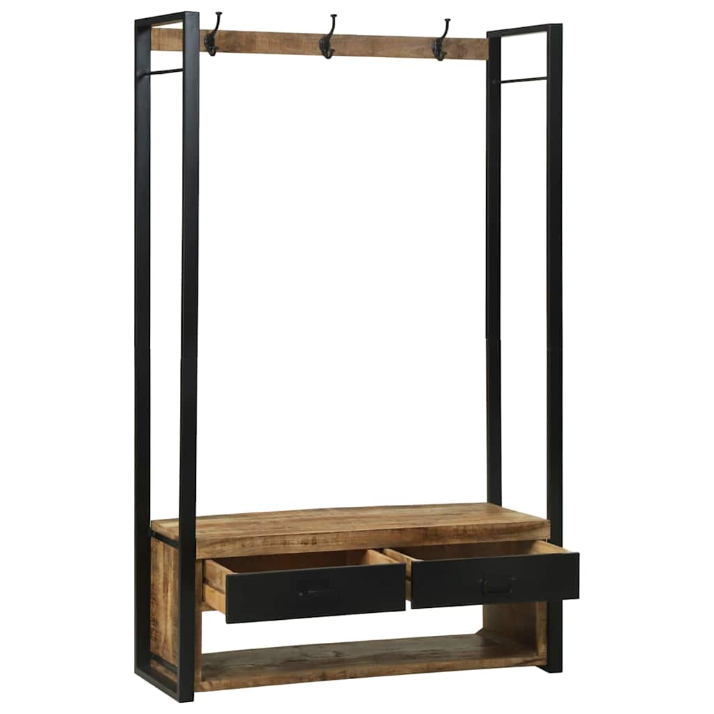 Perchero para ropa con cajón Marrón Madera maciza de Mango