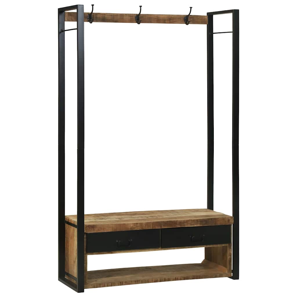 Perchero para ropa con cajón Marrón Madera maciza de Mango