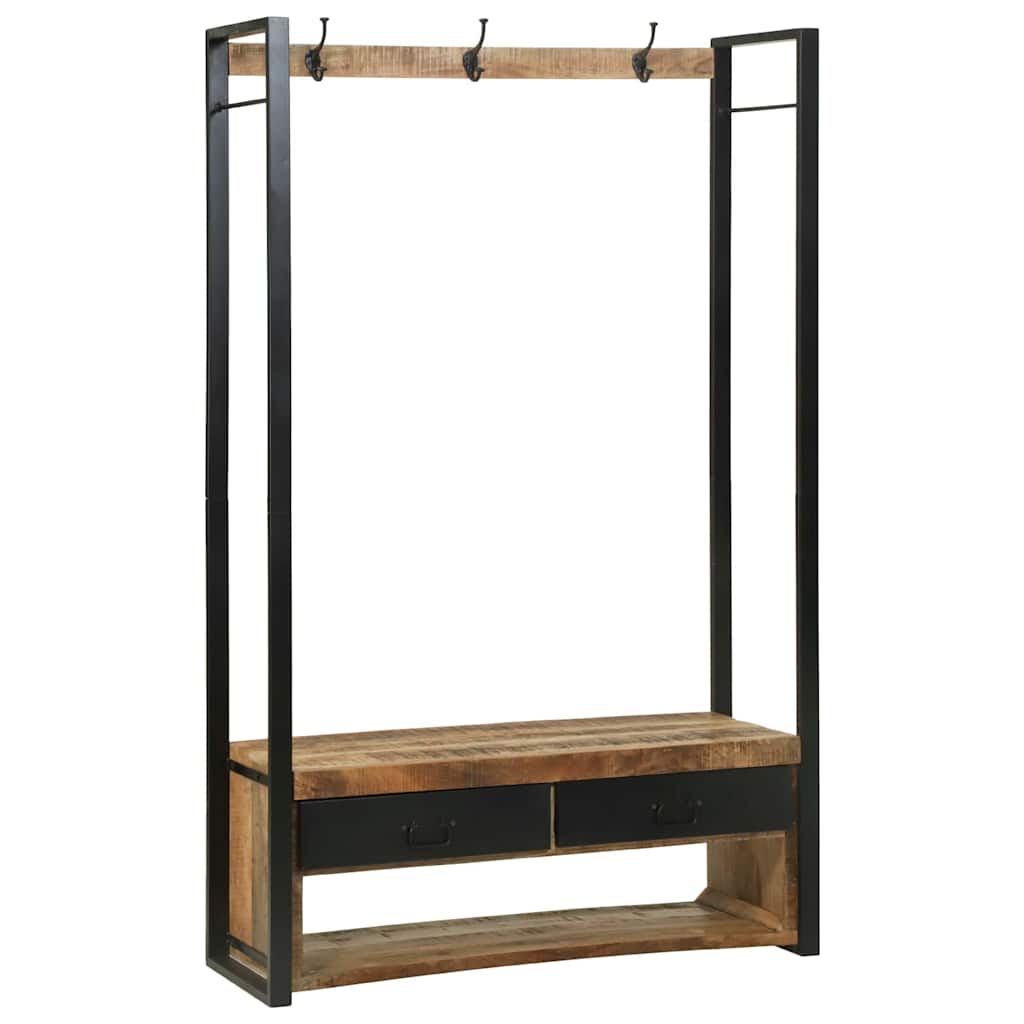 Perchero para ropa con cajón Marrón Madera maciza de Mango