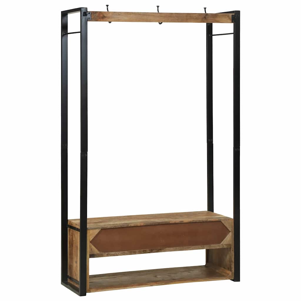 Perchero para ropa con cajón Marrón Madera maciza de Mango