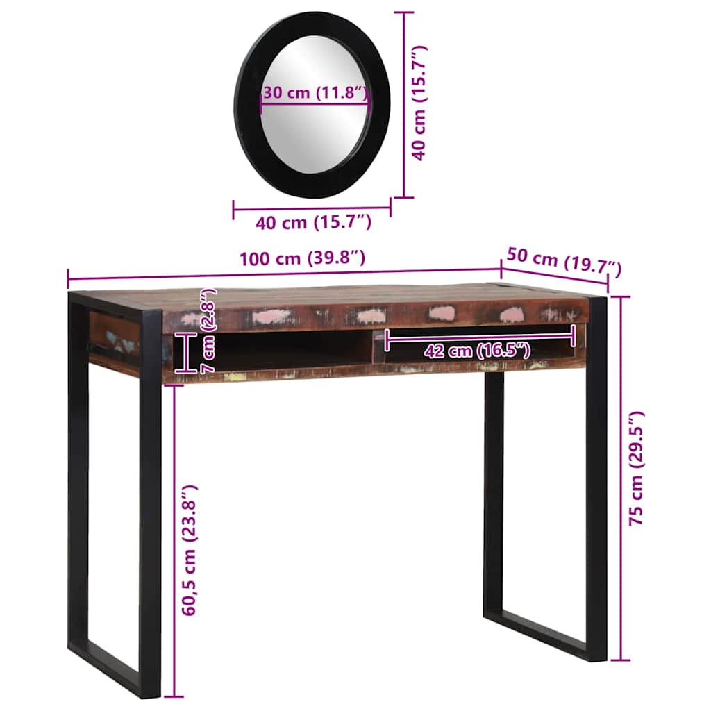 Mesa Tocador con estante Multicolor Madera maciza recuperada