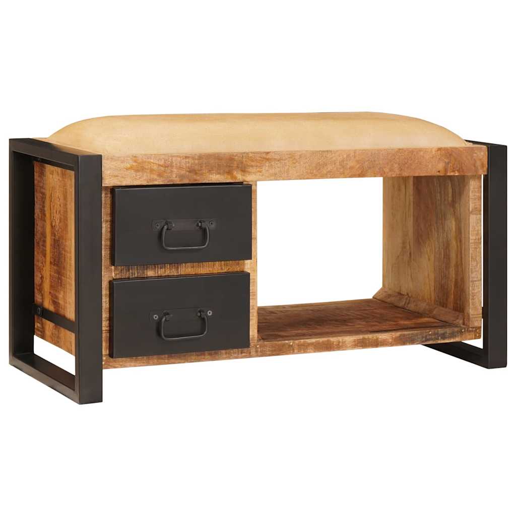 Banco de almacenamiento con cajón Marrón Madera maciza de Mango