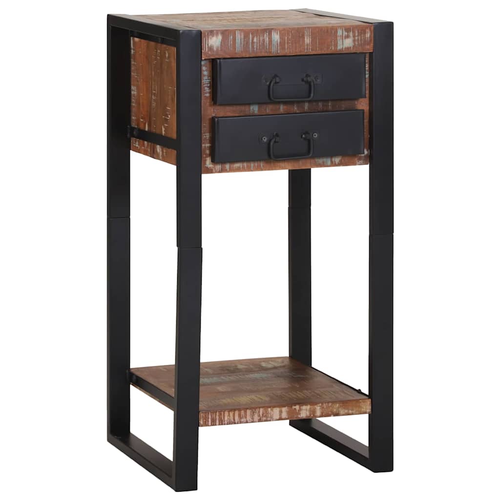 Mesa Auxiliar con cajón Multicolor Madera sólida recuperada