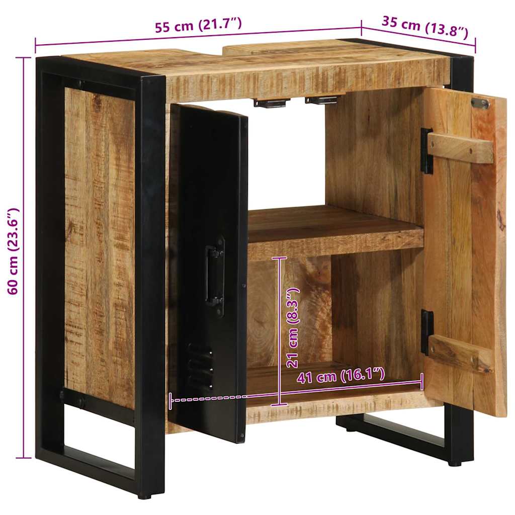 Mueble de Cuarto de Baño Marrón Madera de mango maciza