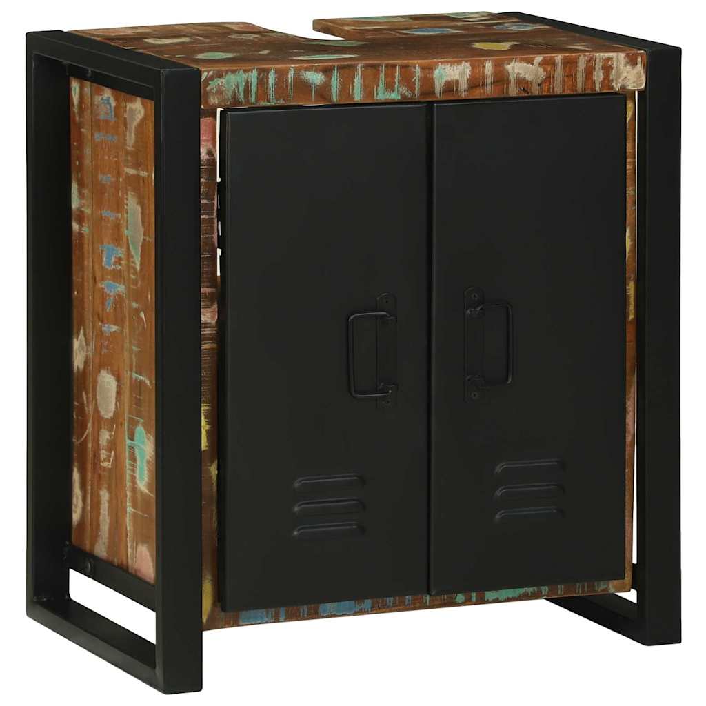 Mueble de lavabo con estante Marrón Madera sólida recuperada