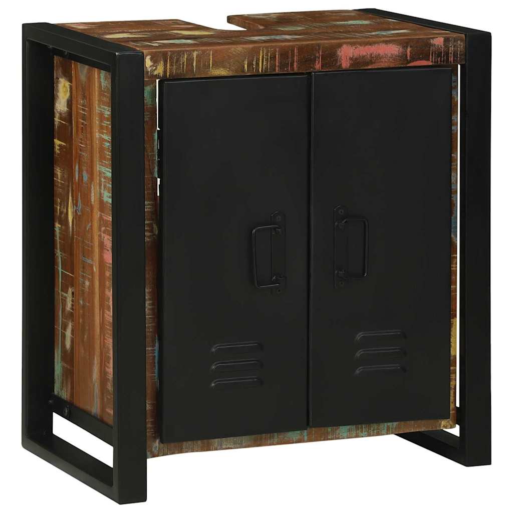 Mueble de lavabo con estante Marrón Madera sólida recuperada