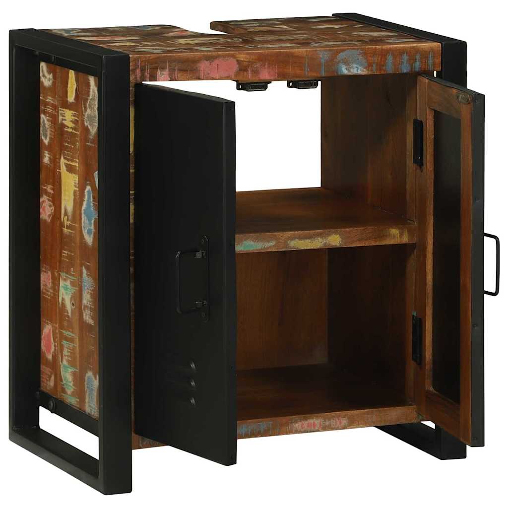 Mueble de lavabo con estante Marrón Madera sólida recuperada