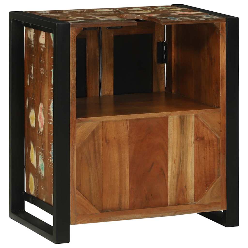 Mueble de lavabo con estante Marrón Madera sólida recuperada