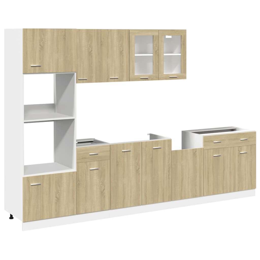 Conjunto de armarios de cocina "Lyon" de 7 piezas de madera de ingeniería de roble Sonoma