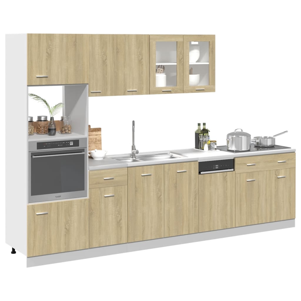 Conjunto de armarios de cocina "Lyon" de 7 piezas de madera de ingeniería de roble Sonoma