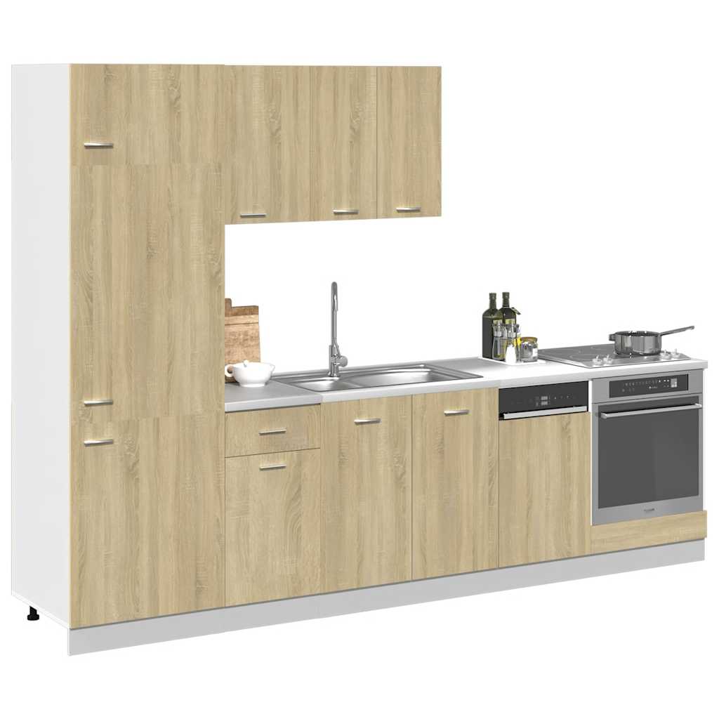 Conjunto de armarios de cocina "Lyon" de 7 piezas de madera de ingeniería de roble Sonoma