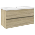Set de mueble de baño 2 piezas cerámica y madera de ingeniería