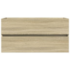 Set de mueble de baño 2 piezas cerámica y madera de ingeniería