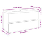 Set de mueble de baño 2 piezas cerámica y madera de ingeniería