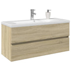 Set de mueble de baño 2 piezas cerámica y madera de ingeniería