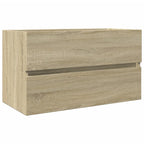 Set de mueble de baño 2 piezas cerámica y madera de ingeniería