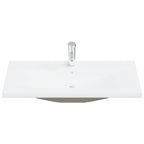Set de mueble de baño 2 piezas cerámica y madera de ingeniería