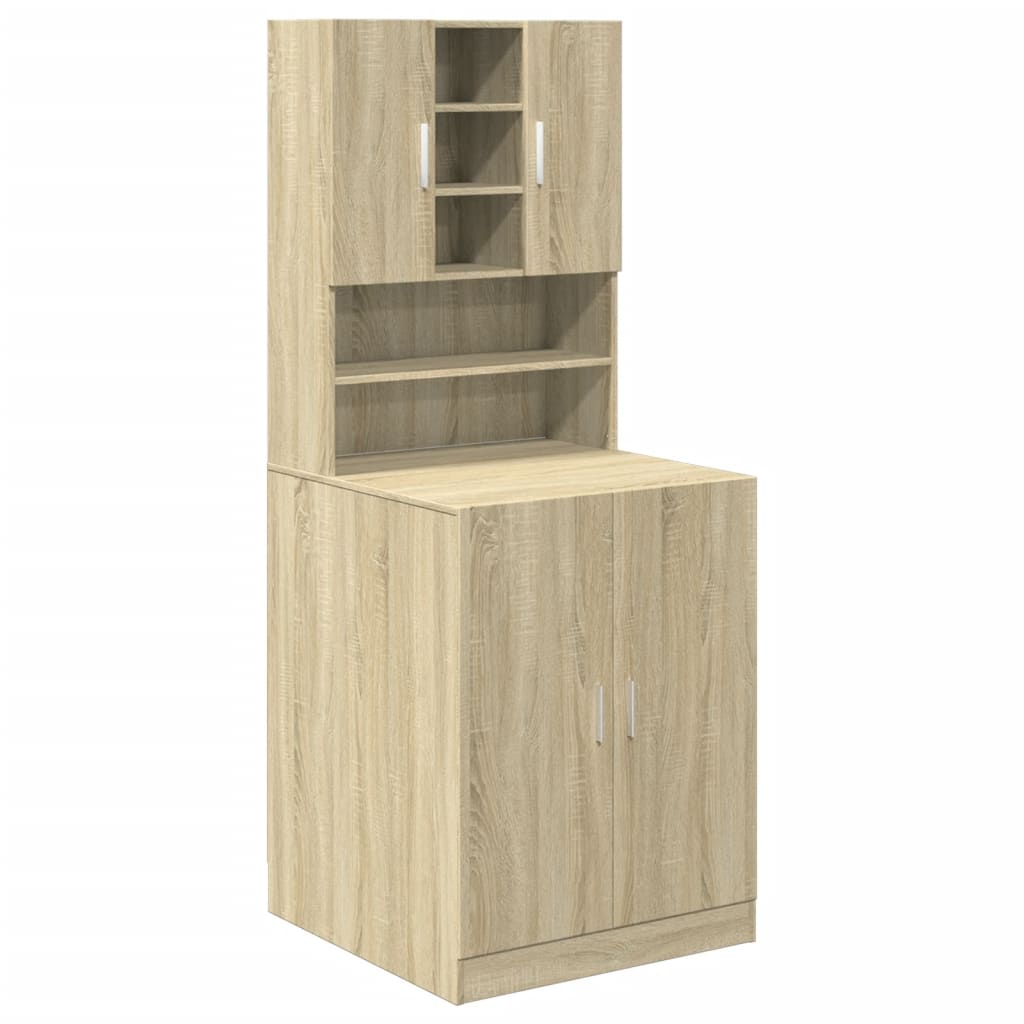 Mueble para lavadora 2 piezas madera de ingeniería roble Sonoma