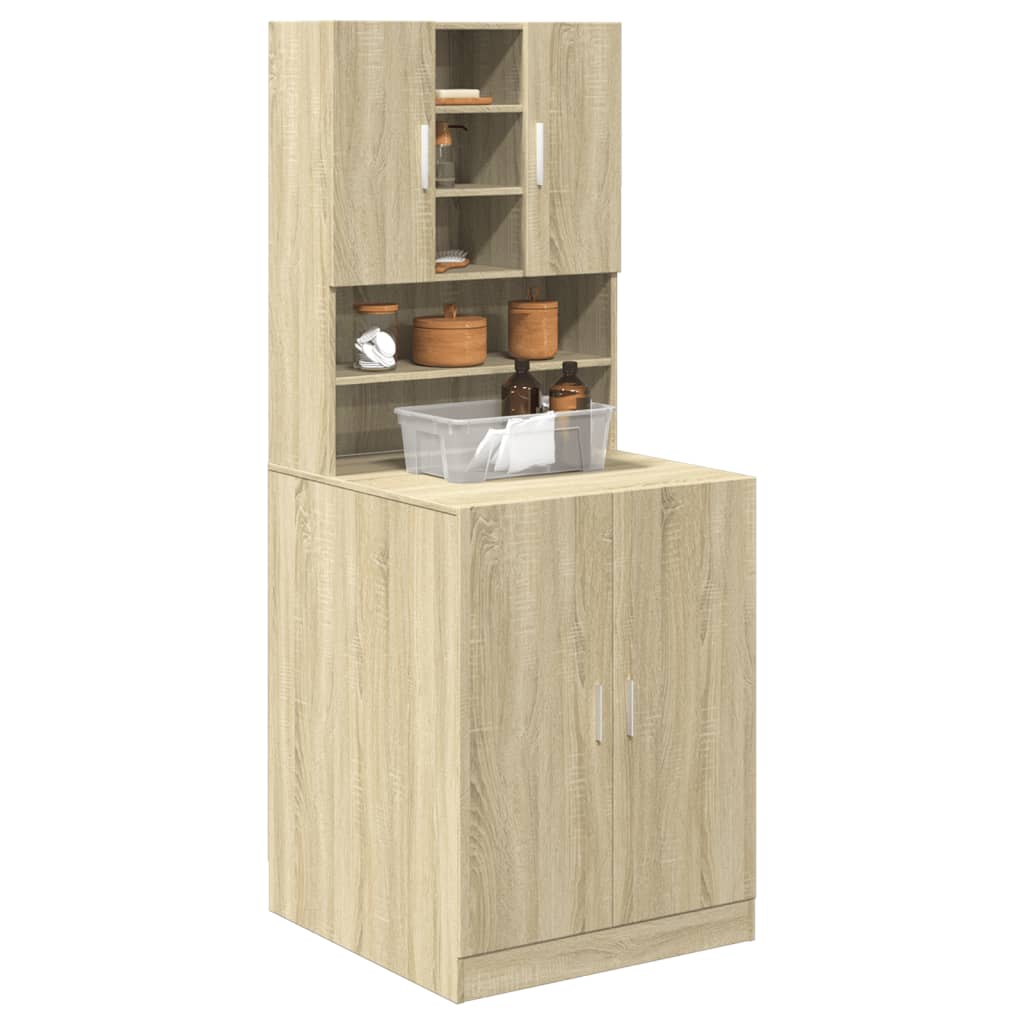Mueble para lavadora 2 piezas madera de ingeniería roble Sonoma