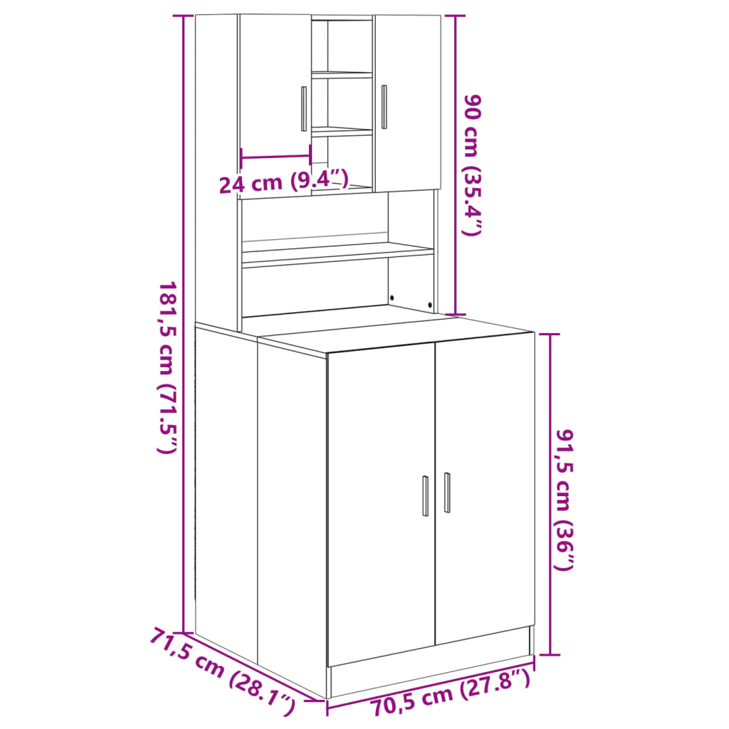 Mueble para lavadora 2 piezas madera de ingeniería roble Sonoma