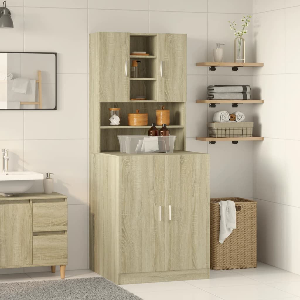 Mueble para lavadora 2 piezas madera de ingeniería roble Sonoma
