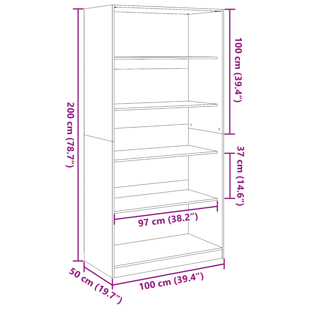 Armario de madera contrachapada blanco 100x50x200 cm