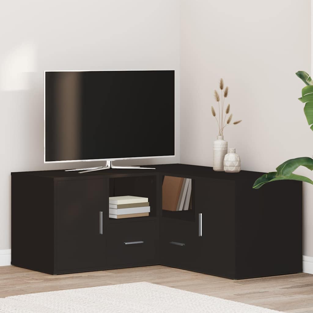 White engineered wood corner cabinet 160x40x45 cm