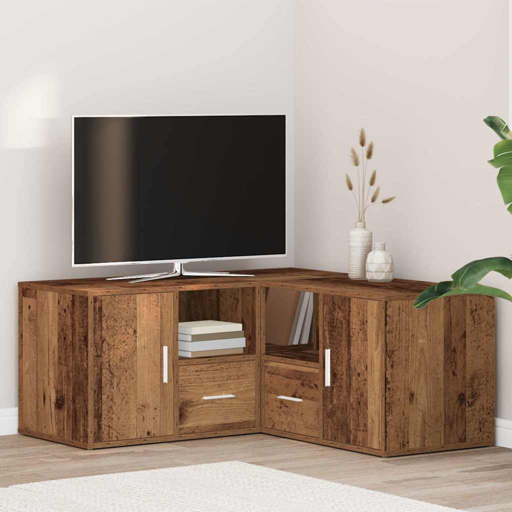 White engineered wood corner cabinet 160x40x45 cm