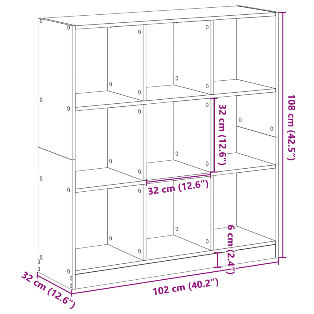 Estantería de madera de ingeniería blanca 102x32x108 cm