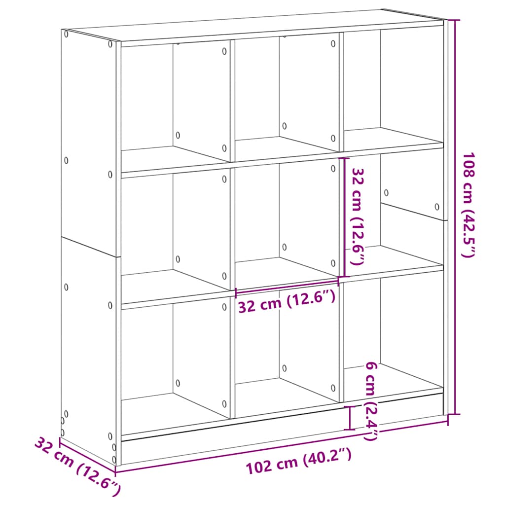 Estantería de madera de ingeniería negra 102x32x108 cm