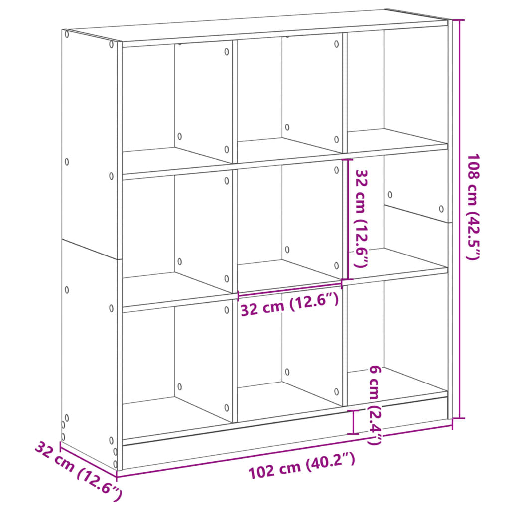 Estantería madera de ingeniería gris Sonoma 102x32x108 cm