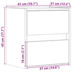 Mesitas de noche de pared con luces LED 2 unidades blanco