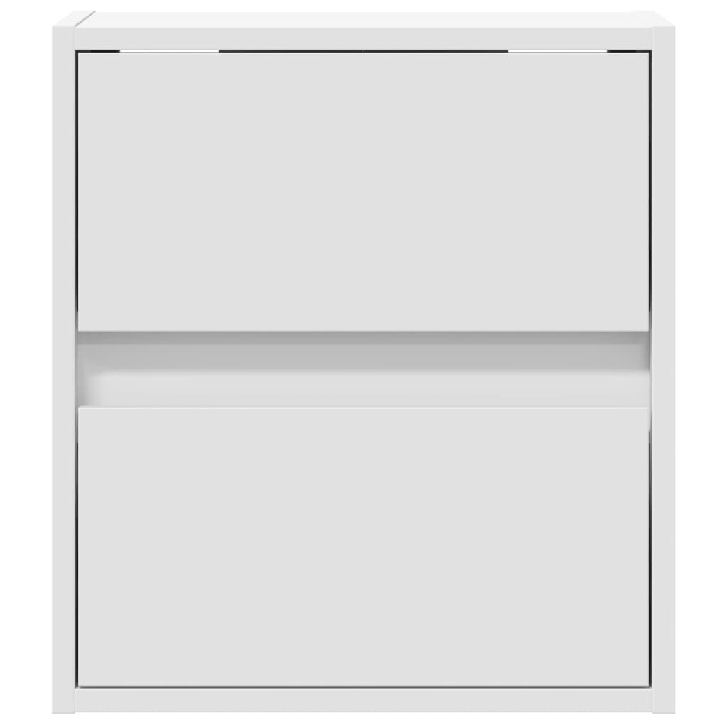Mesitas de noche de pared con luces LED 2 unidades blanco