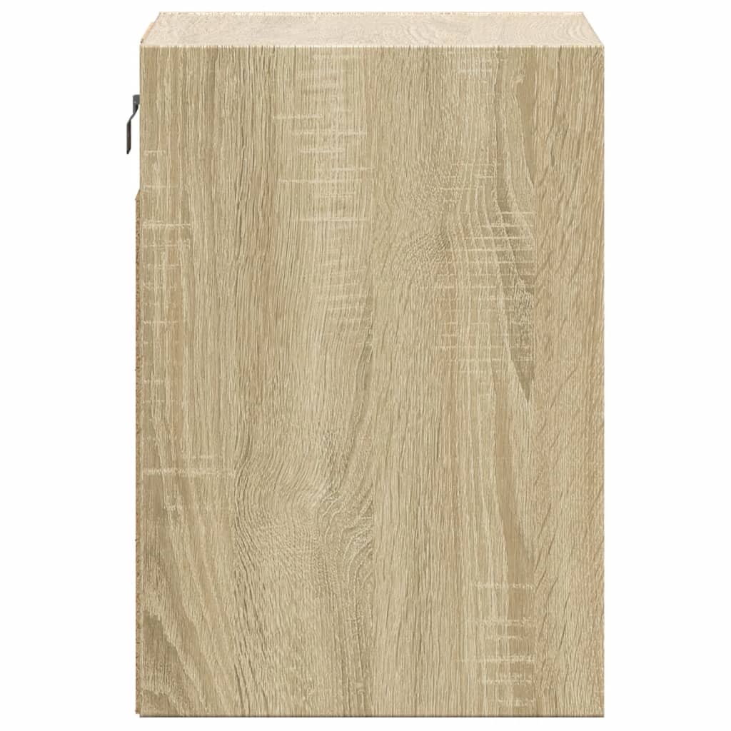 Mesita de noche de pared con luces LED roble Sonoma