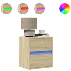 Mesitas de noche de pared con luces LED 2 unidades roble Sonoma