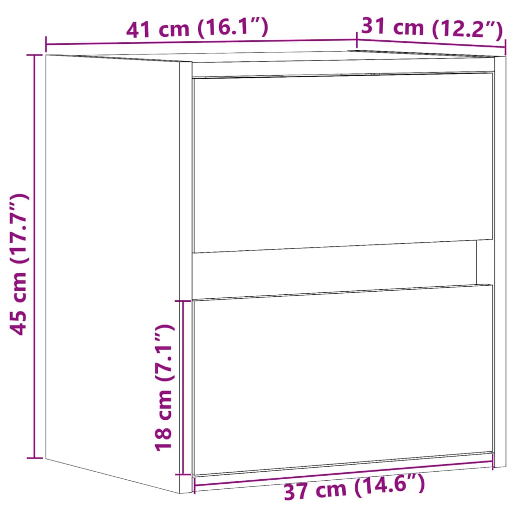 Mesitas de noche de pared con luces LED 2 unidades roble Sonoma