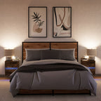 Mesitas de noche de pared con luces LED 2 uds roble ahumado