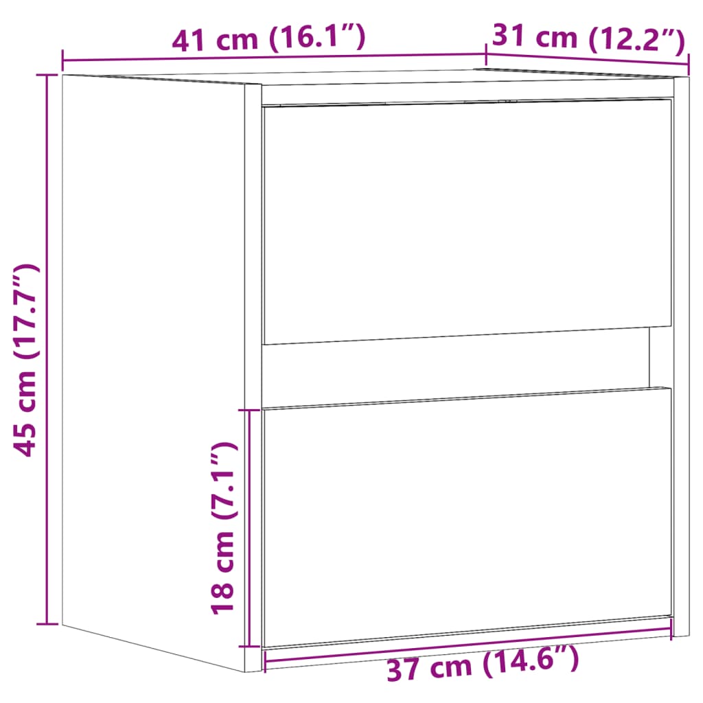 Mesitas de noche de pared con luces LED 2 uds roble ahumado