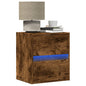 Mesitas de noche de pared con luces LED 2 uds roble ahumado