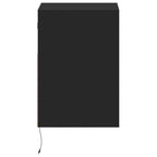 Mesitas de noche de pared con luces LED 2 unidades negro