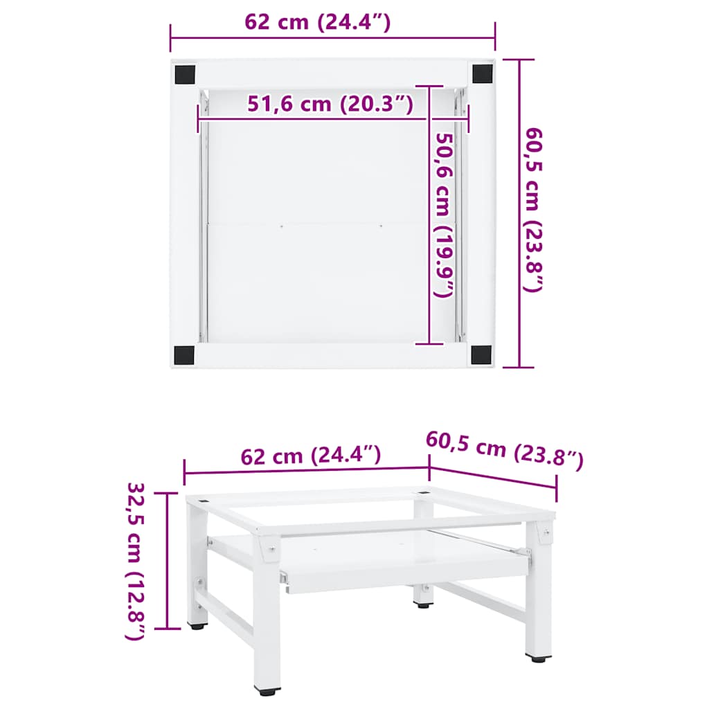Soporte pedestal para lavadora con estante extraíble blanco