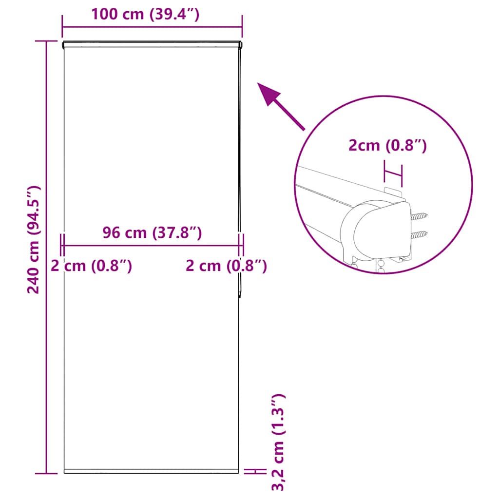 Estor enrollable para ducha casete tela 100x240 cm ancho 96 cm
