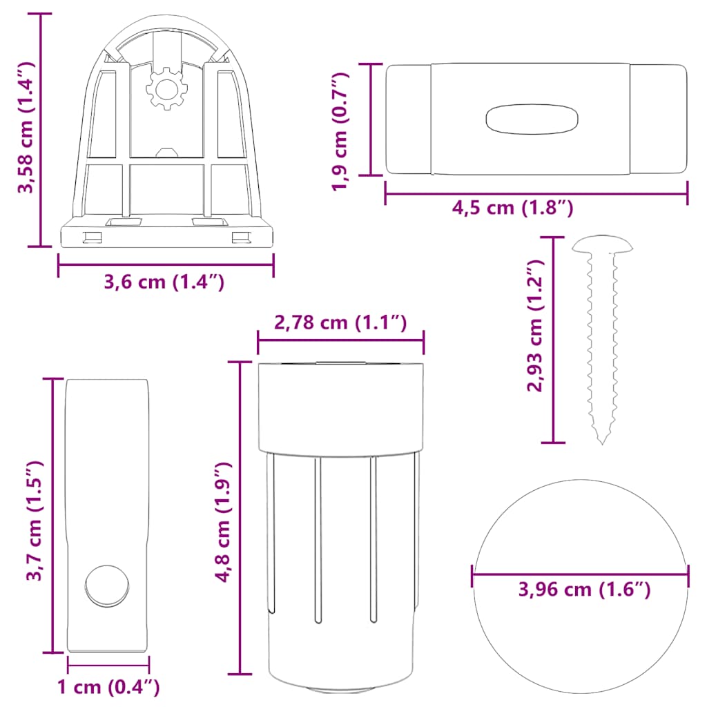 18 piezas de herrajes para persianas enrollables de 18 mm