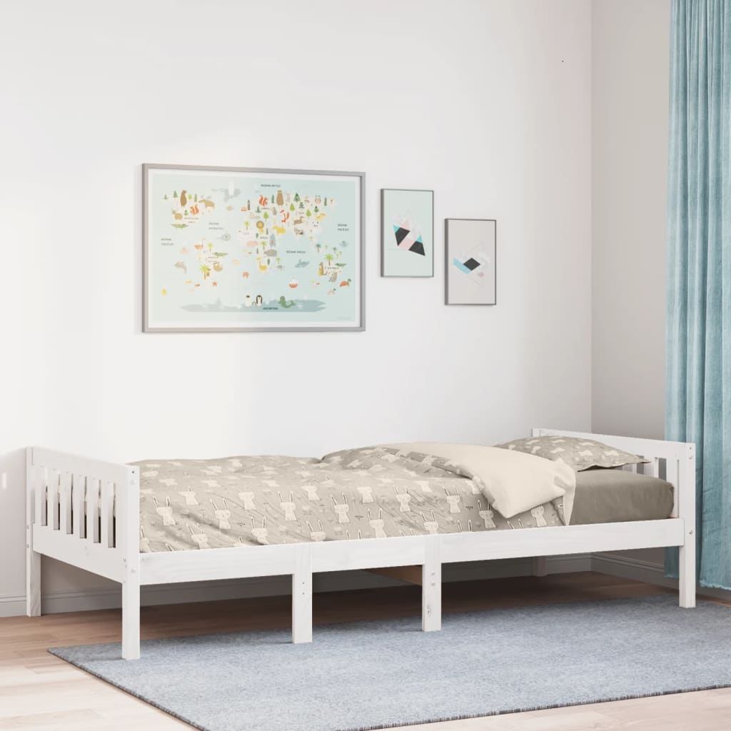 Cama para niños sin colchón madera maciza de pino 75x190 cm