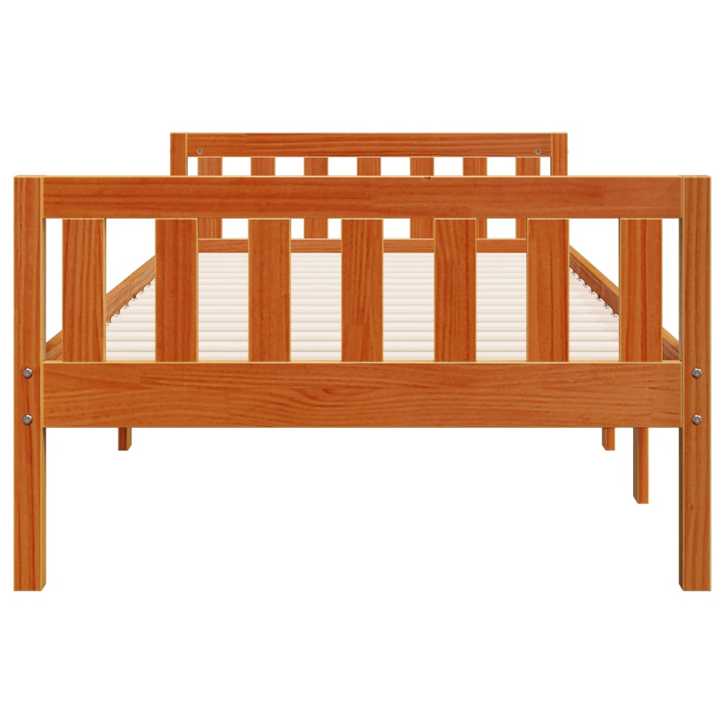 Cama de niños sin colchón madera maciza pino marrón 75x190 cm