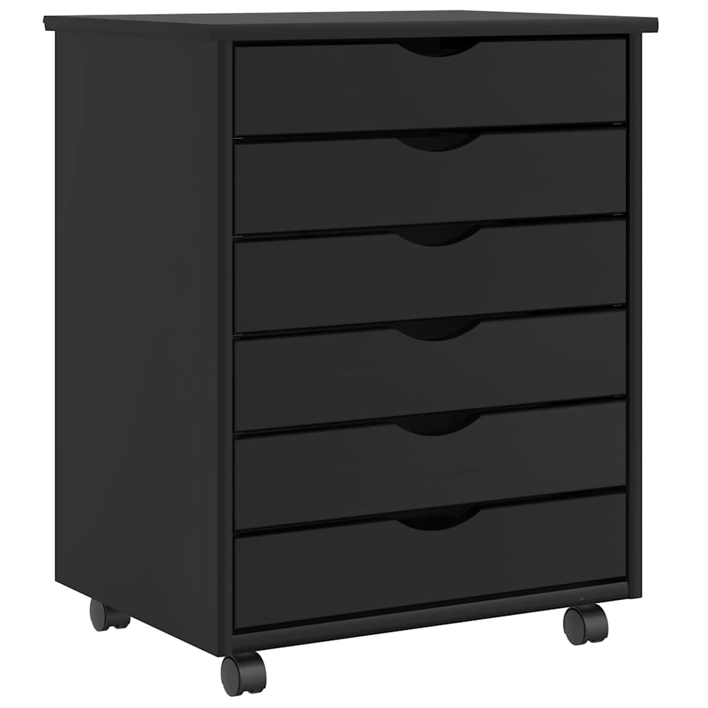 MOSS chest of drawers with casters, solid pine, white